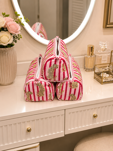 Bolsa de Cosméticos de Algodón a Rayas Vintage Le Souvenirs, Cierre de Cremallera, Tamaño Mediano, Resistente al Agua, Ecológica, para Guardar Maquillaje y Viajes - Product Image 2