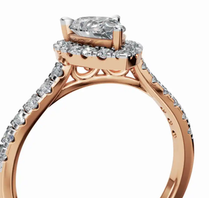 Anillo de diamantes Pear Halo con un peso total de 0840 quilates y 29 diamantes brillantes para un aspecto radiante y sofisticado - Product Image 3