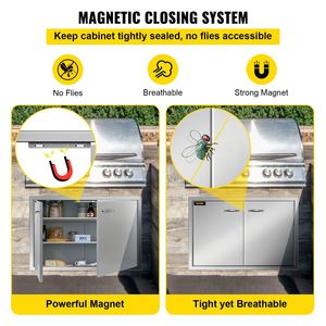 22H pollici doppio acciaio inox BBQ porta 33W X 22H esterno porta di accesso per armadio da cucina per lo stoccaggio per BBQ isola grigliate - Product Image 6
