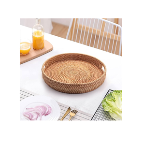 Handicraft <b>Wicker</b> Flower Floating Tray Wholesale Round Serving Tray Best Breakfast Table Organizer Accent At Good Price - Product Image 1
