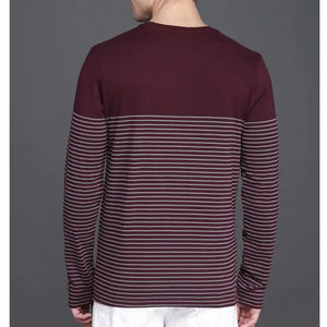 Camiseta de Manga Larga a Rayas para Hombre, Estilo Ringer, Tejida, con Logotipo Personalizado, 100% Algodón, Cuello Casual, Nueva Colección, Venta al Por Mayor OEM HSI - Product Image 3