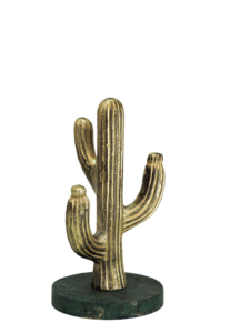 Escultura de Cactus Saguaro en Aluminio Dorado, Elegante Figura con Temática del Desierto sobre Base de Mármol Verde para Decoración Moderna de Hogar u Oficina - Product Image 3
