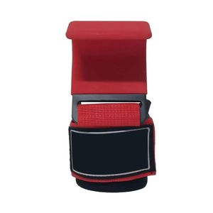 Red High-Density SBR Neoprene Non-Slip Adjustable Weightlifting Hooks Solid Steel <b>Plate</b> Grip Straps Powerlifting Hook Fitness - Product Image 3