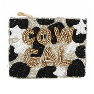 Monedero Mini con Cierre de Cremallera y Letras Bordadas Estilo Vaquero, Bolsa Multifuncional Hecha a Mano con Cuentas para Llaves, Tarjetas, Efectivo y Monedas - Product Image 1