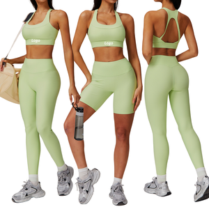 Conjunto Deportivo de 2 Piezas para Mujer, Top Deportivo Acanalado sin Costuras, Leggings de Cintura Alta y Pantalones Cortos de Ciclismo, Ropa Deportiva para Yoga, Gimnasio y Fitness - Product Image 5