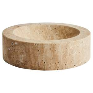 Tazón de Mármol Travertino Beige al Por Mayor, Plato Redondo de Piedra para Organización, Comedor y Decoración Elegante del Hogar - Product Image 1