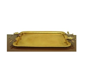 Plateau de service décoratif en métal doré, rectangulaire, pour présentation de desserts, plateau de table plaqué pour fêtes, restaurants, maison - Product Image 4