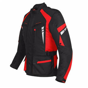 Blouson de moto pour homme noir et rouge, manches longues, respirant, color-block, toutes saisons, vêtements de moto - Product Image 6