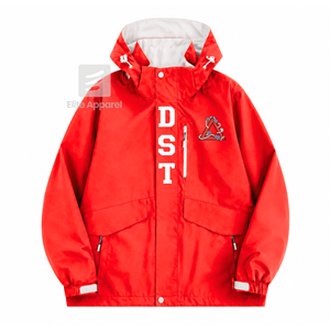 Veste coupe-vent et imperméable personnalisée Delta Sigma Theta Sorority, rouge et blanche, en polyester, manches longues, fermeture éclair sur le devant, logo brodé - Product Image 1