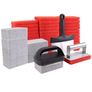 40Pcs pour Blackstone Grill Stone Grattoir et Kit de brosse avec poignée en acier inoxydable Accessoires de barbecue Set de nettoyage - Product Image 5