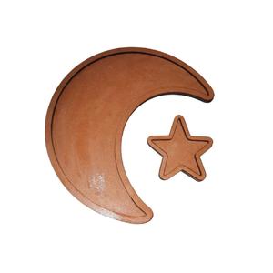 Plateau de service décoratif en bois en forme de croissant de lune et d'étoile pour la décoration festive de la maison pendant le Ramadan et l'Aïd - Product Image 6