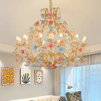 MEEROSEE Rose Lustre Or Rose Pendentifs Lumière Rose Fleur Maison Lampe Pour Salon MD98058