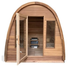 Sauna de Vapor para 6 Personas, Tipo Barril, para Exteriores, Tradicional, Húmeda y Seca, de Cedro Canadiense, NUEVA - Product Image 4