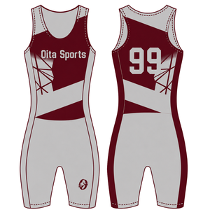 Maroon and White Rowing Champ Suit <b>Mens</b> Sleeveless Competition Uniform Performance Racing Singlet Custom Wholesale Team Sports - Product Image 3