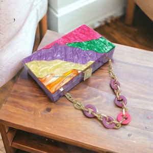 Fashion Designer Luxury Beaded Resin <b>Clutch</b> Bag Handle Acrylic Resin <b>Clutch</b> Bag <b>Wedding</b> Evening Box Bags From Falak World Export - Product Image 5