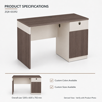 Bureau compact de 1200 mm avec tiroir et armoire de rangement, finition grain de bois marron, table d'ordinateur pour personnel, mobilier de bureau
