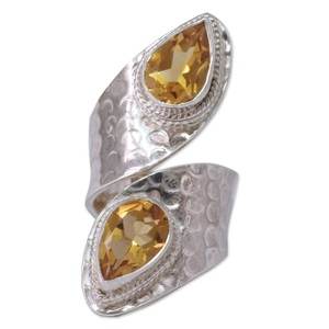 Bague en Citrine Naturelle en Argent Sterling 925, Bague Enveloppante Faite à la Main, Bijou Pierre de Naissance de Novembre pour Femme - Product Image 4