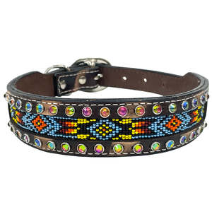 Collier pour chien en cuir véritable fait main, style western, orné de perles et de strass, prix de gros, collier pour animal de compagnie à porter au quotidien - Product Image 1