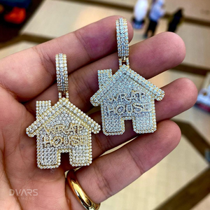 Colgante de Lujo de Moissanita Totalmente Incrustada en Plata 925 Bañada en Oro, con Forma de Casa Personalizada, Estilo HipHop para Raperos, Joyería Brillante para Fiestas - Product Image 2