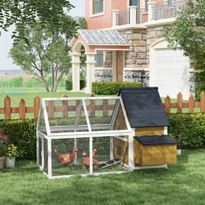 Pollaio Giallo 65 in Legno, Gabbia per Conigli, Recinto per Polli con Rampa e Box Nido per Animali da Giardino - Product Image 2