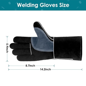 Gants de soudage en cuir de vachette pleine fleur, durables, renforcés, résistants à l'abrasion, à la chaleur et aux flammes, pour travaux lourds et de sécurité. - Product Image 6