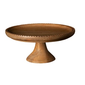 Handcrafted Wooden <b>Cake</b> Stand with Hand-Carved Floral Border Premium Acacia Wood Pedestal for <b>Weddings</b> Birthdays - Product Image 3
