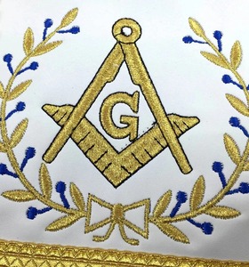 Delantal Masónico de Logia Azul Personalizable, Hecho a Mano, Tela Azul Rey, Insignias Bordadas a Máquina, Cinta para Maestro Masón - Product Image 3