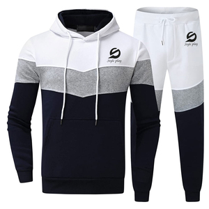 ชุดวอร์มสองชิ้นลายโลโก้แบบกำหนดเองสำหรับฤดูใบไม้ร่วงและฤดูหนาว ระบายอากาศได้ดี แห้งเร็ว สไตล์ไฮสตรีทสำหรับผู้ชาย - Product Image 1