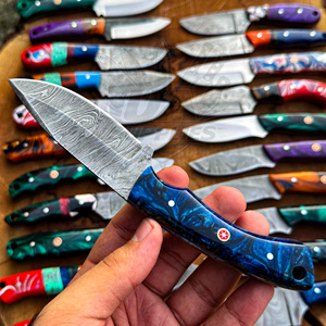 Cuchillo de caza popular de acero de Damasco con punta caída, OEM, hecho a mano, hoja fija, precio de fábrica, para exteriores - Product Image 1
