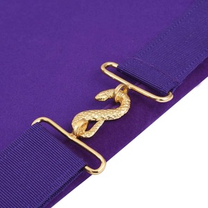 Delantal de la Cámara de Maestros Reales y Selectos, para Maestros Antiguos, Tricisulados, Ilustres y Maestros de la Cámara, con Bordes de Terciopelo Morado y Borlas, Vestimenta Ceremonial - Product Image 4