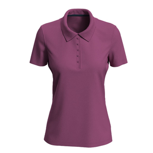 เสื้อโปโลผู้หญิงสีเทาเข้มแขนสั้นสีพื้นผ้าถักลำลองความยาวปกติ - Product Image 3