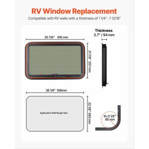 Anello di Fissaggio per Zanzariera Finestra RV Oscurata 36" X 22" per Pareti da 1 1/4" e 1 13/16" - Accessorio Esterno per Camper - Product Image 2