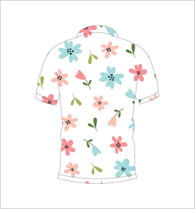 เสื้อโปโลพื้นหลังสีขาวลายดอกไม้สีแดงสีฟ้าสีชมพูลายดอกไม้เล็กแขนสั้นฤดูร้อนลำลองมุมมองด้านหน้าด้านหลัง - Product Image 2