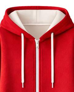 Sudadera larga con cremallera, color rojo, para mujer, abrigo con capucha de lana para invierno, informal, holgado, con bolsillos, OEM, fábrica personalizada - Product Image 3