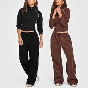 Ensemble d'échauffement personnalisé pour cheerleading, veste à fermeture éclair intégrale avec logo imprimé étoiles scintillantes, pantalon évasé, plusieurs couleurs, survêtement d'entraînement d'équipe - Product Image 2