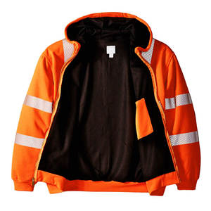 High Visibility Reflective Safety Hoodie Full Zip <b>Work</b> Jacket Detachable Hood <b>Waterproof</b> Breathable Hoodie OEM Safety Workwear - Product Image 2