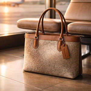 กระเป๋าถือหนังวัวแท้ลายขนสัตว์ งานปัก ดีไซน์หรูหรา สำหรับฤดูร้อนและฤดูใบไม้ร่วง แบบเปิดปิดอเนกประสงค์ สำหรับผู้หญิง รุ่น LHTB-0003 - Product Image 1