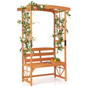 Arco da Giardino Multifunzionale 2-in-1 con Panchina, 39FT X 15.5FT, Capacità 660 Libbre, in Legno di Abete e Acciaio con Rivestimento Resistente alle Intemperie, per Parchi - Product Image 1