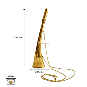 Cadena de cuerno de caza de latón chapado en oro vintage, trompeta tradicional grabada, instrumento musical decorativo personalizable, regalo - Product Image 2