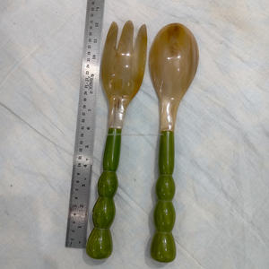 Juego de cuchara y tenedor de cuerno de búfalo de calidad de exportación con mango de resina, juego de utensilios de lujo para cenar, productos de cuerno hechos a mano a bajo precio. - Product Image 2