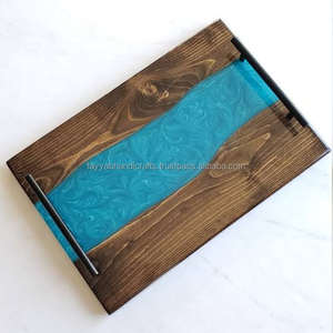 Nueva bandeja de madera epoxi de resina Bandejas de servicio de madera Bandeja de servicio decorativa de mesa y cocina de lujo - Product Image 3