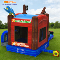 Castillo Inflable Comercial con Tobogán, Diseño de Barco Pirata, para Fiestas y Eventos Infantiles al Aire Libre