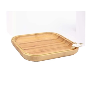Attractive Design Natural Wooden Square <b>Tray</b> With Floral Accent <b>Snacks</b> And Fruits Serving <b>Tray</b> For Home Accessories Supplies - Product Image 1