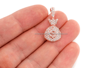 Pendentif Sac d'Argent Géométrique Personnalisé en Or Massif 10K avec Diamant de Laboratoire, Luxe Hip Hop Rapper Bling, Breloques Unisexe, Dollar Glacé