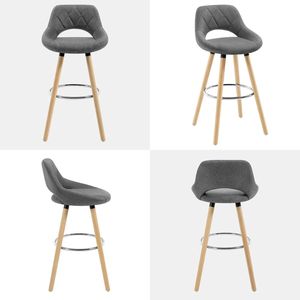 Modern Fabric Bar <b>Stool</b> with Curved Backrest, Solid <b>Wood</b> Counter Height Chair for Kitchen Island, Restaurant, Café & Home Bar - Product Image 3