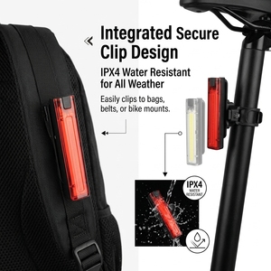 <b>USB</b> Rechargeable LED Running <b>Light</b> IP44 Splash Resistant COB Clip <b>Light</b> Pure White CE Certified Ultra <b>Light</b> Steady/Flash Running - Product Image 3