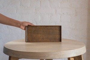 Plateau en bois pour chips et trempettes, plat de service vintage pour cuisine, plateau de fête moderne du milieu du siècle, décoration maison de plage - Product Image 3