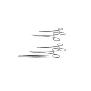 Ensemble d'instruments chirurgicaux en acier inoxydable pour ophtalmologie de base : Ciseaux, Pinces, Pince à épiler, Porte-aiguille, Plateau – Fabriqué par ZUOL. - Product Image 5