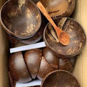 Natural Coconut Shell Bowl Eco Friendly Round Serving Bowl Polished Brown Sustainable <b>Dinnerware</b> For Salad Dessert - Product Image 6