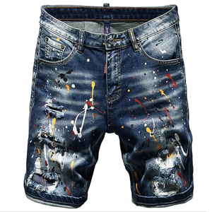Blue Streetwear Patchwork Denim Shorts Y2K <b>Jeans</b> <b>Men</b> Women Hip Hop Cartoon Graphics Loose Camo Denim Fitness Casual - Product Image 4